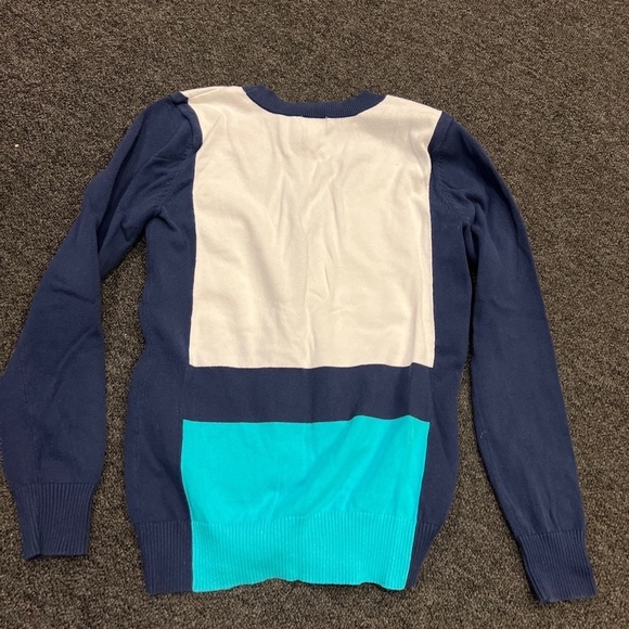 Womens IZOD Golf V Neck button up striped Sweater - Picture 4 of 7